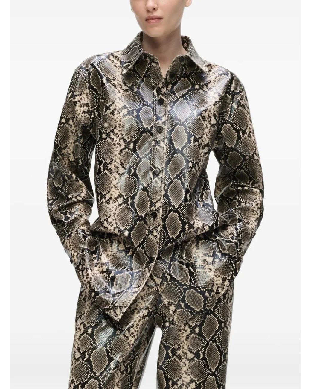 Karl Lagerfeld Gray Pantalon Évasé À Effet Python