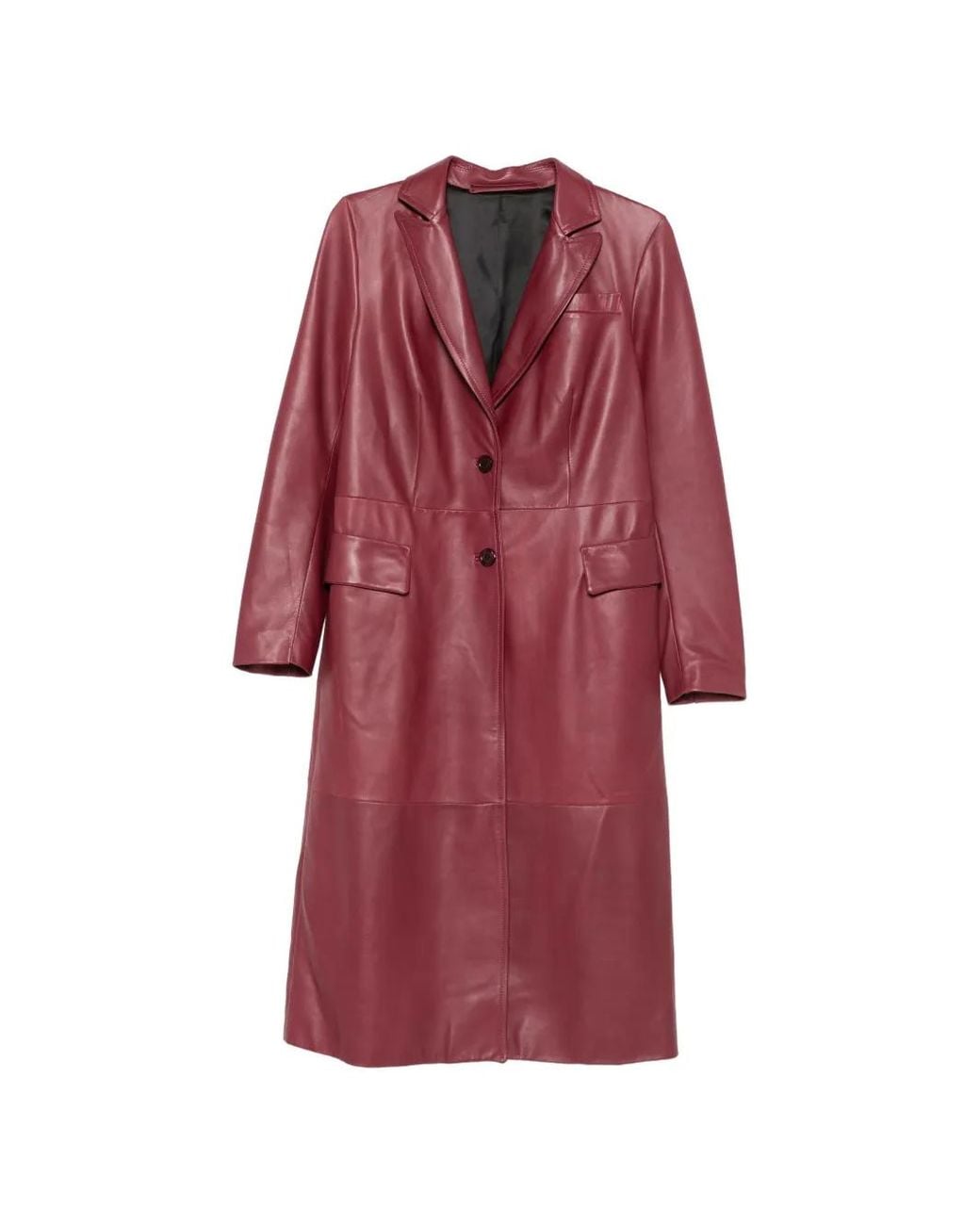 Salvatore Santoro Red Single-Breasted Leather Coat