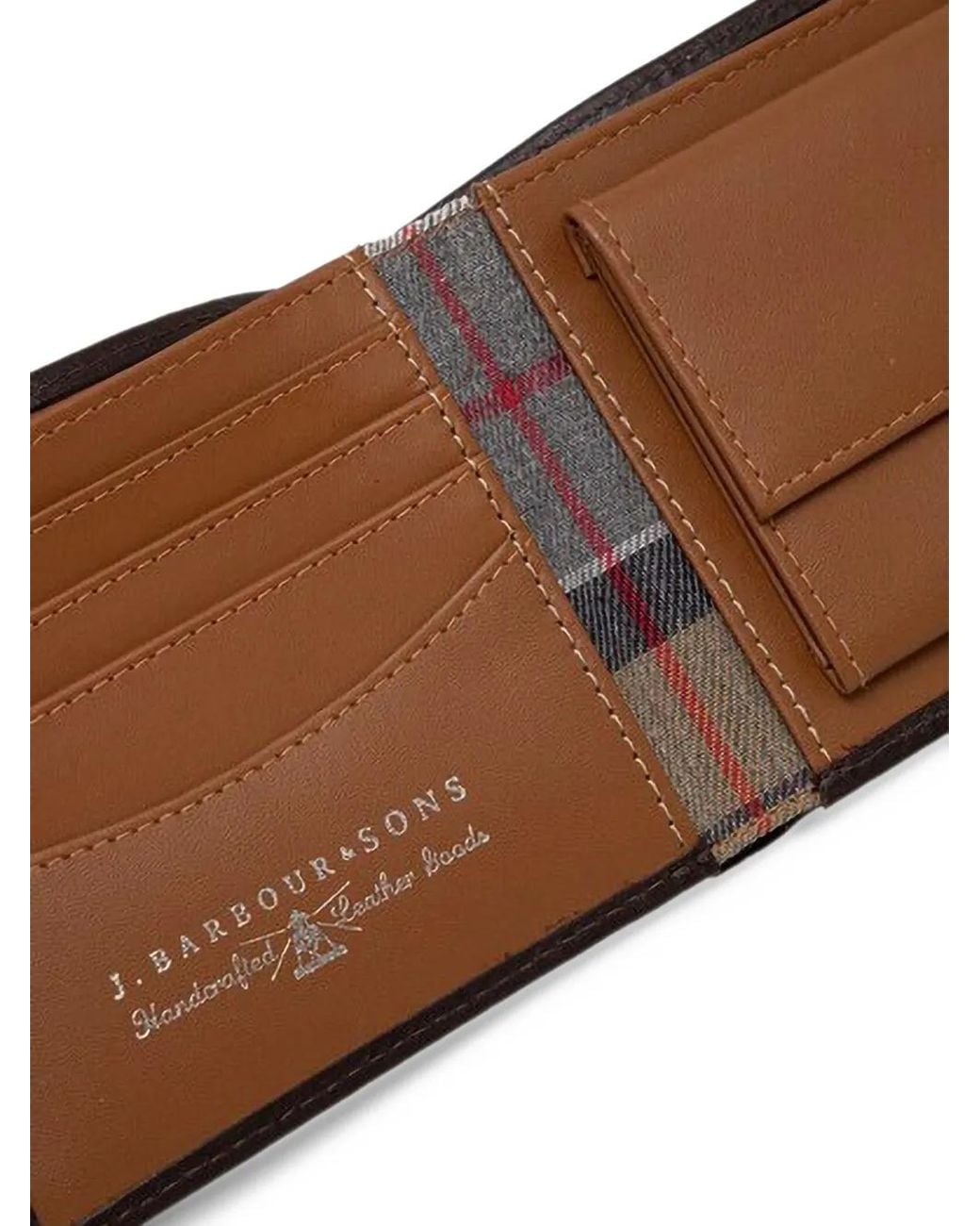 Barbour Black Contrast-Stitch Leather Wallet for men