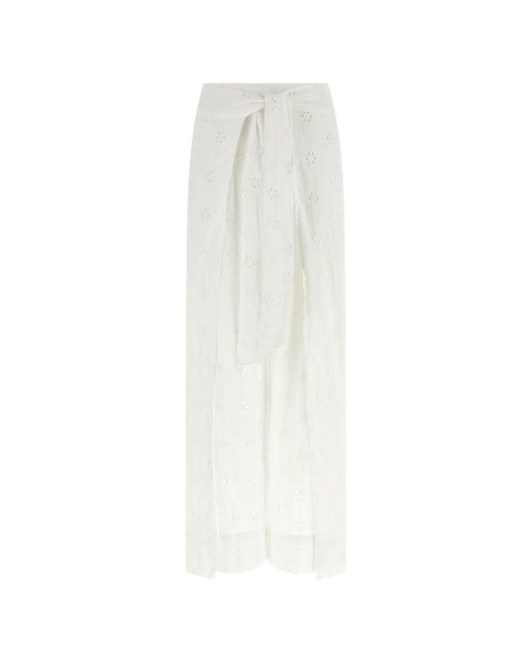Polo Ralph Lauren White Embroidered-Lace Wrap Palazzo Pants