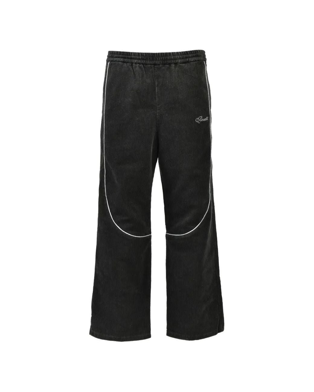 BREATH Black Corduroy Piping Trousers for men