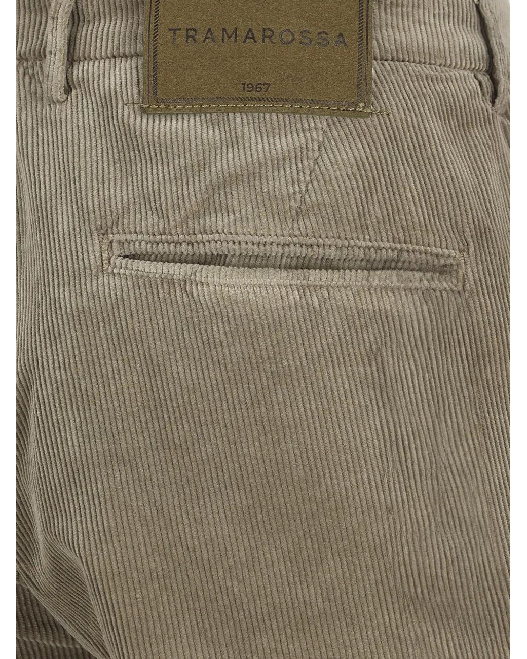 Sartoria Tramarossa Gray Corduroy-Effect Chinos for men