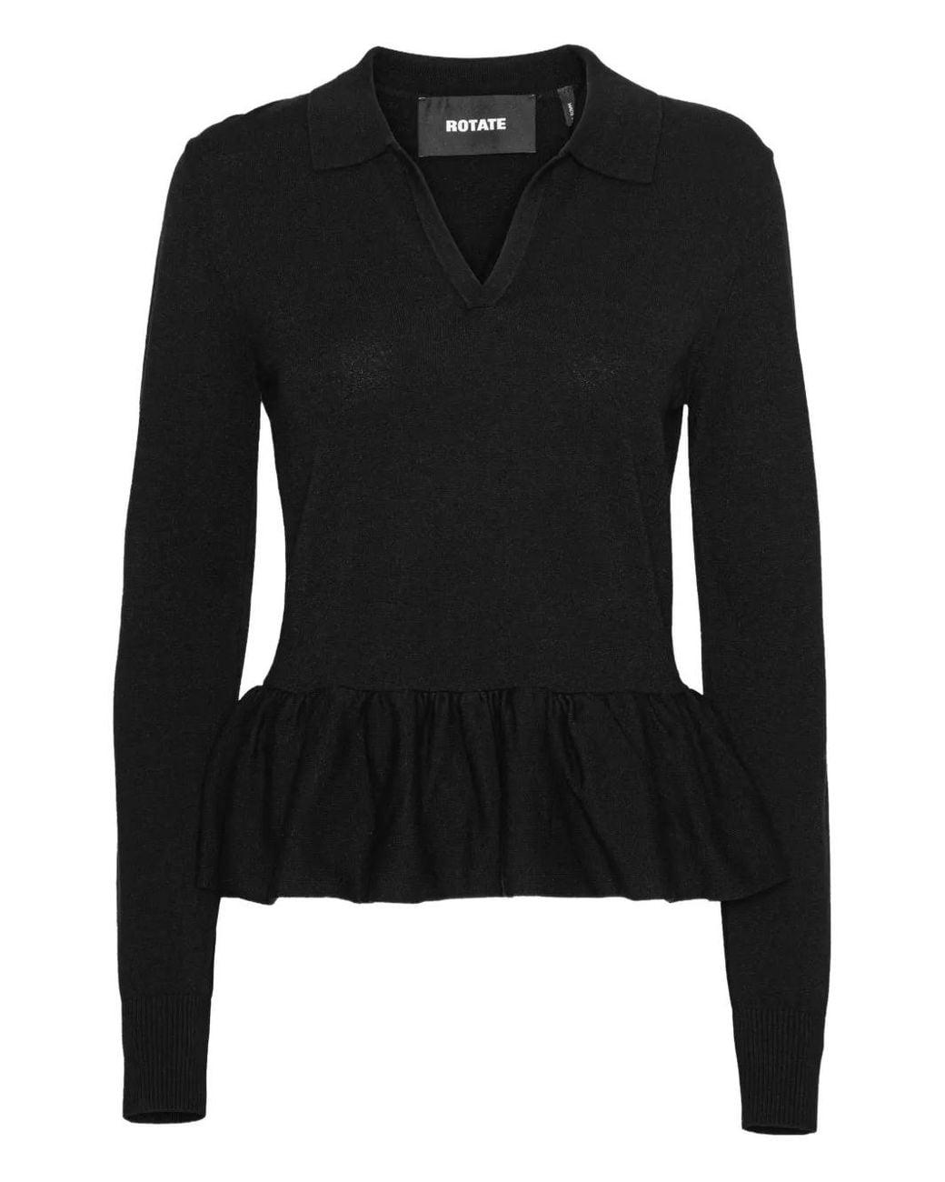 ROTATE BIRGER CHRISTENSEN Black Peplum Knit Top