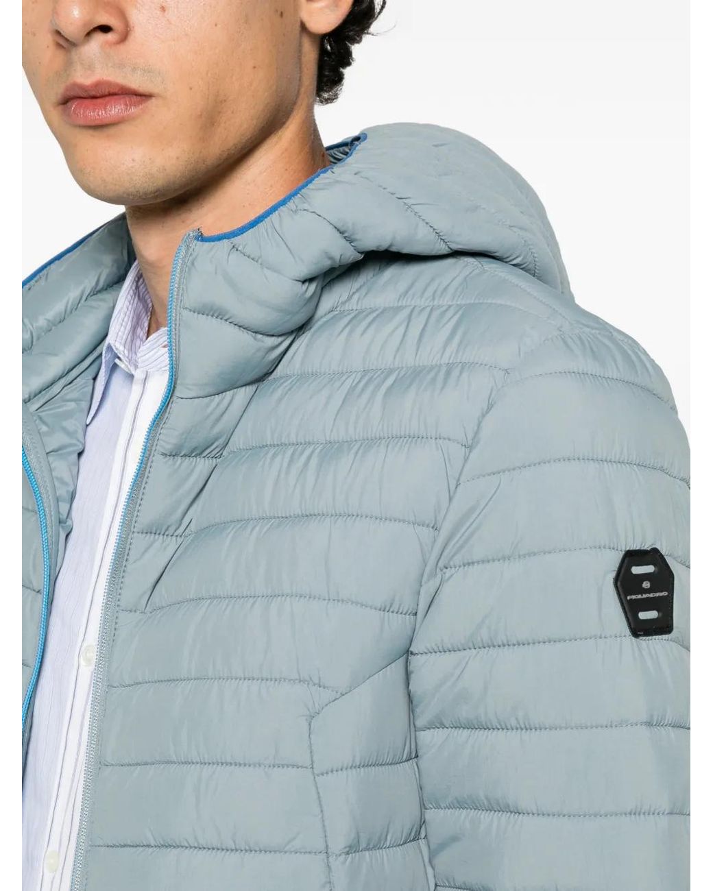 Piquadro Blue Quilted Hooded Jacket for men