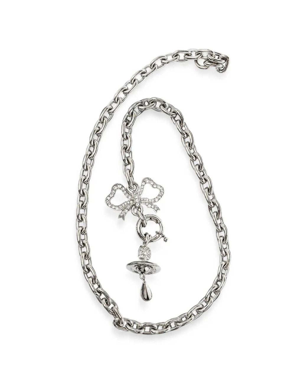 Vivienne Westwood White Orb Bow-Pendant Necklace