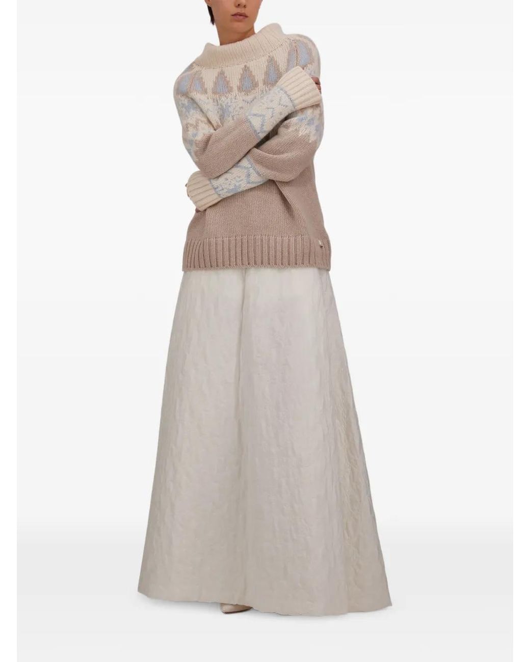Herno White Padded Drawstring Maxi Skirt