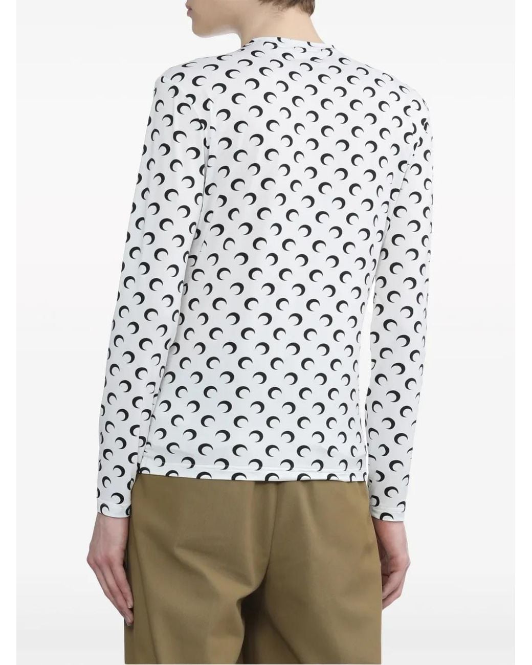 MARINE SERRE White Regenerated Moon-Print Long-Sleeve T-Shirt for men