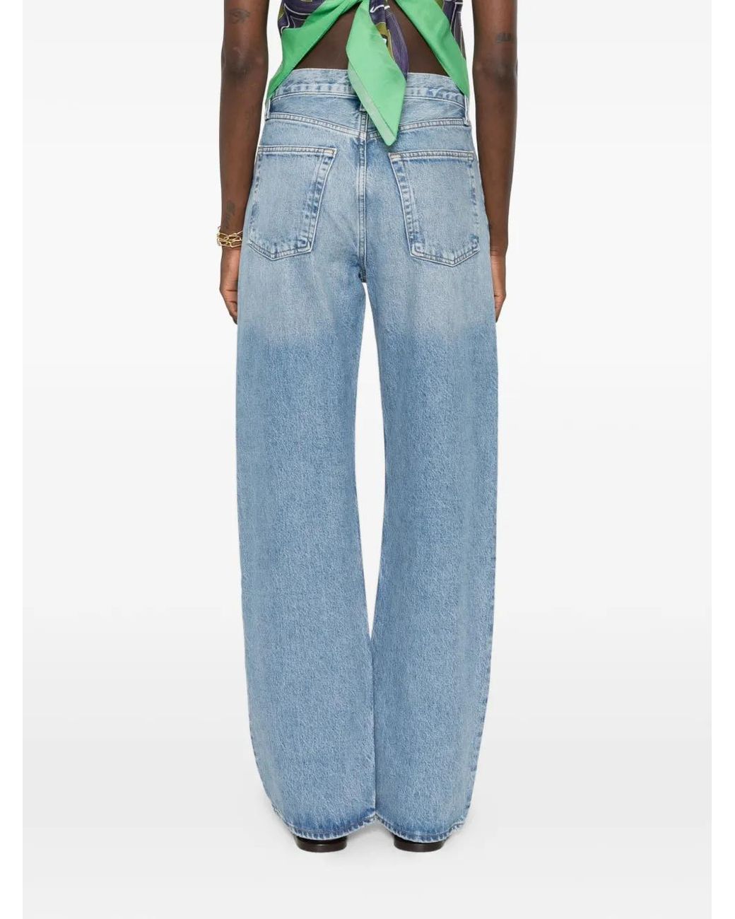 Agolde Blue Faded Wide-Leg Jeans