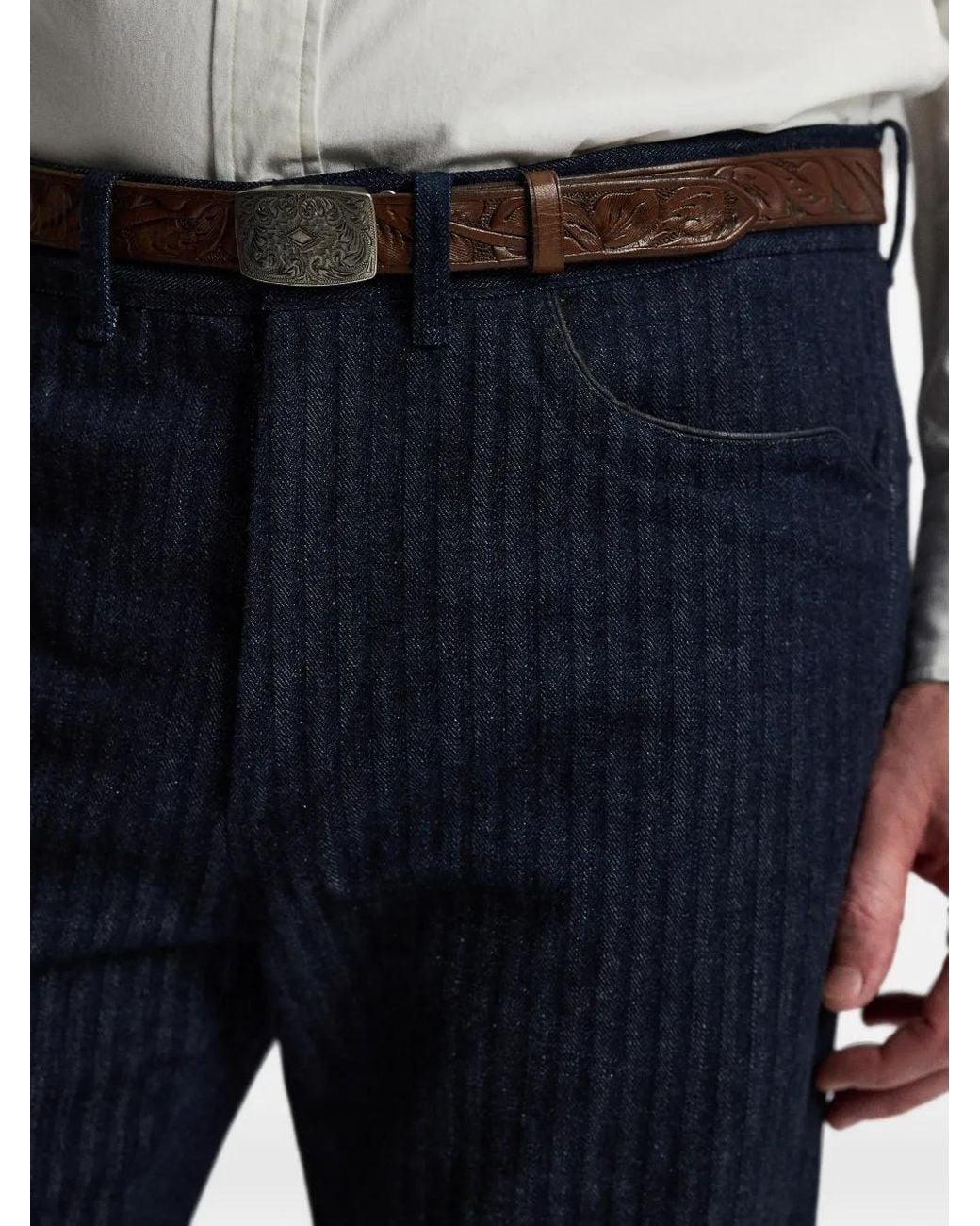 RRL Blue Pinstripe-Pattern Trousers for men