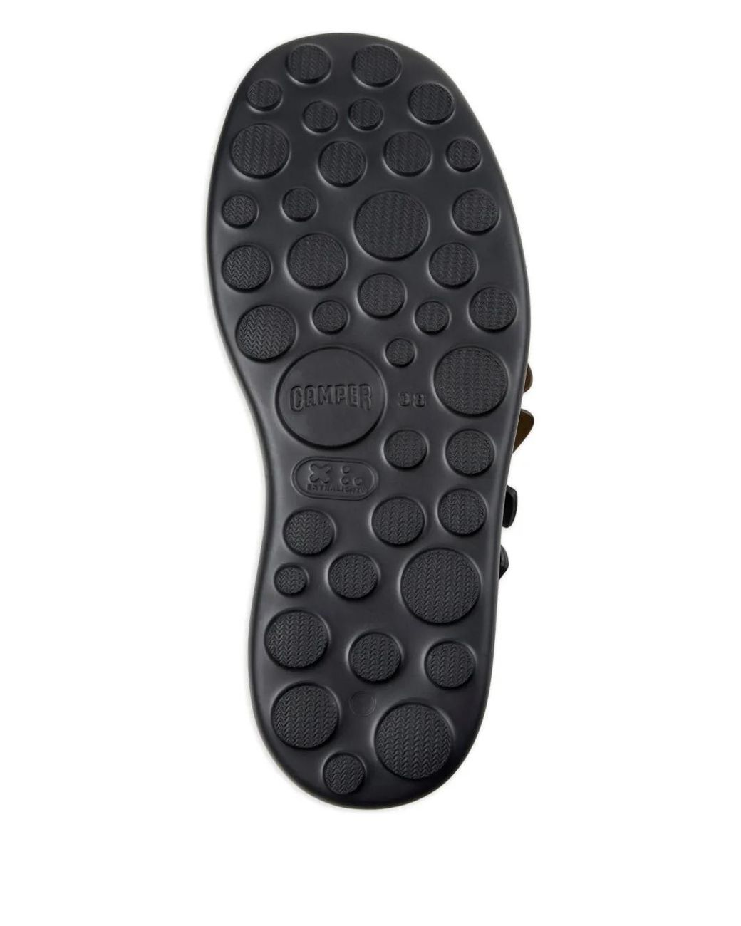 Camper Black Twins Flower-Detail Touch-Strap Sandals