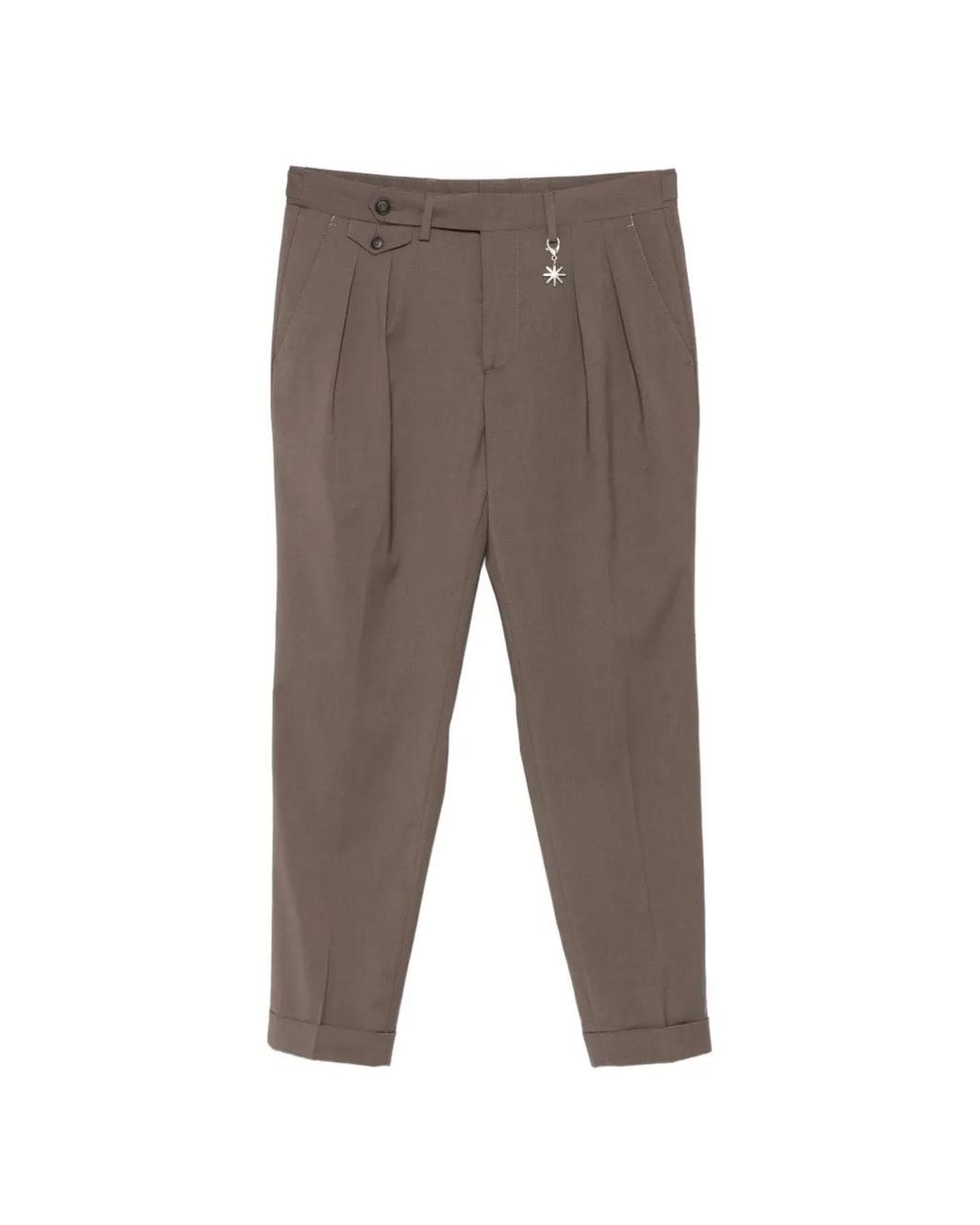 Manuel Ritz Gray Pleated Turn-Up Trousers for men