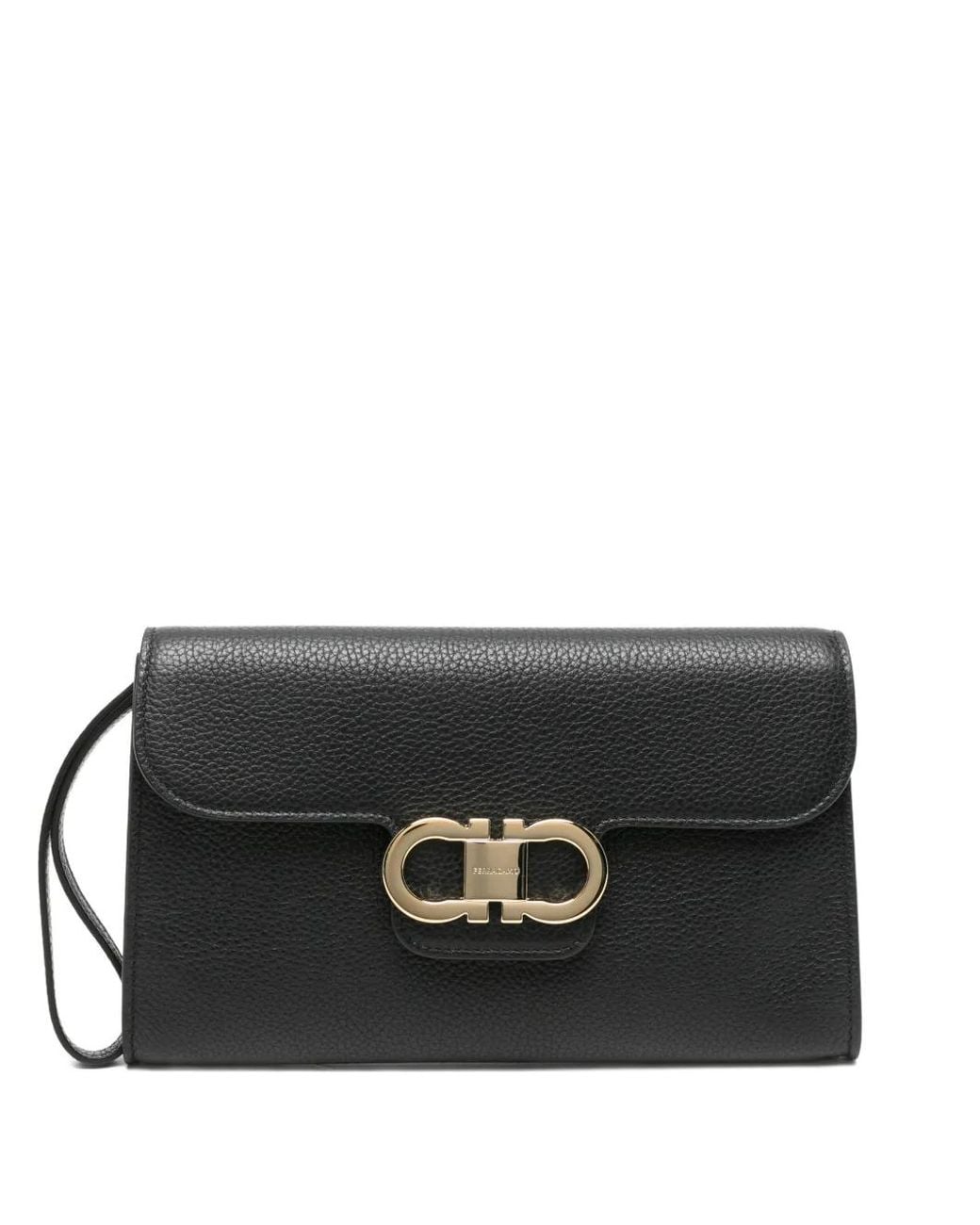 Ferragamo Black Double Gancini Clutch