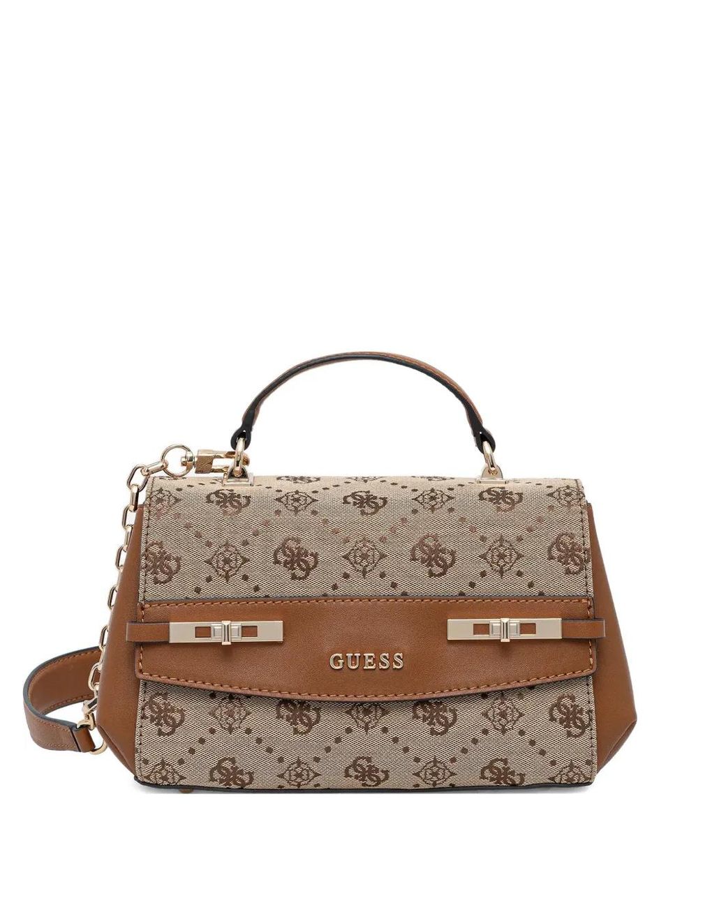 Guess Brown Melinda Pattern Chain Tote Bag