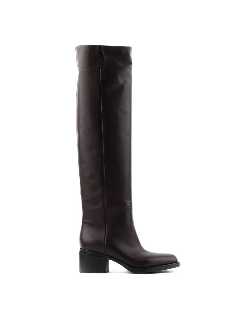 Elena Iachi Black Square-Toe Leather Boots