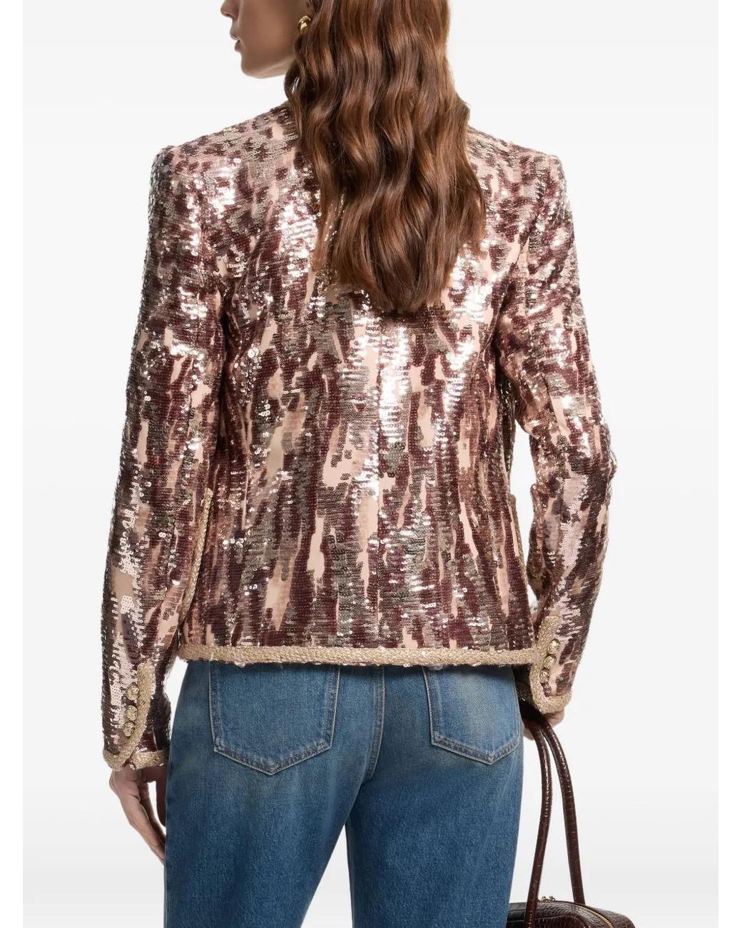Elie Saab Natural Sequin-Embroidered Tweed Jacket