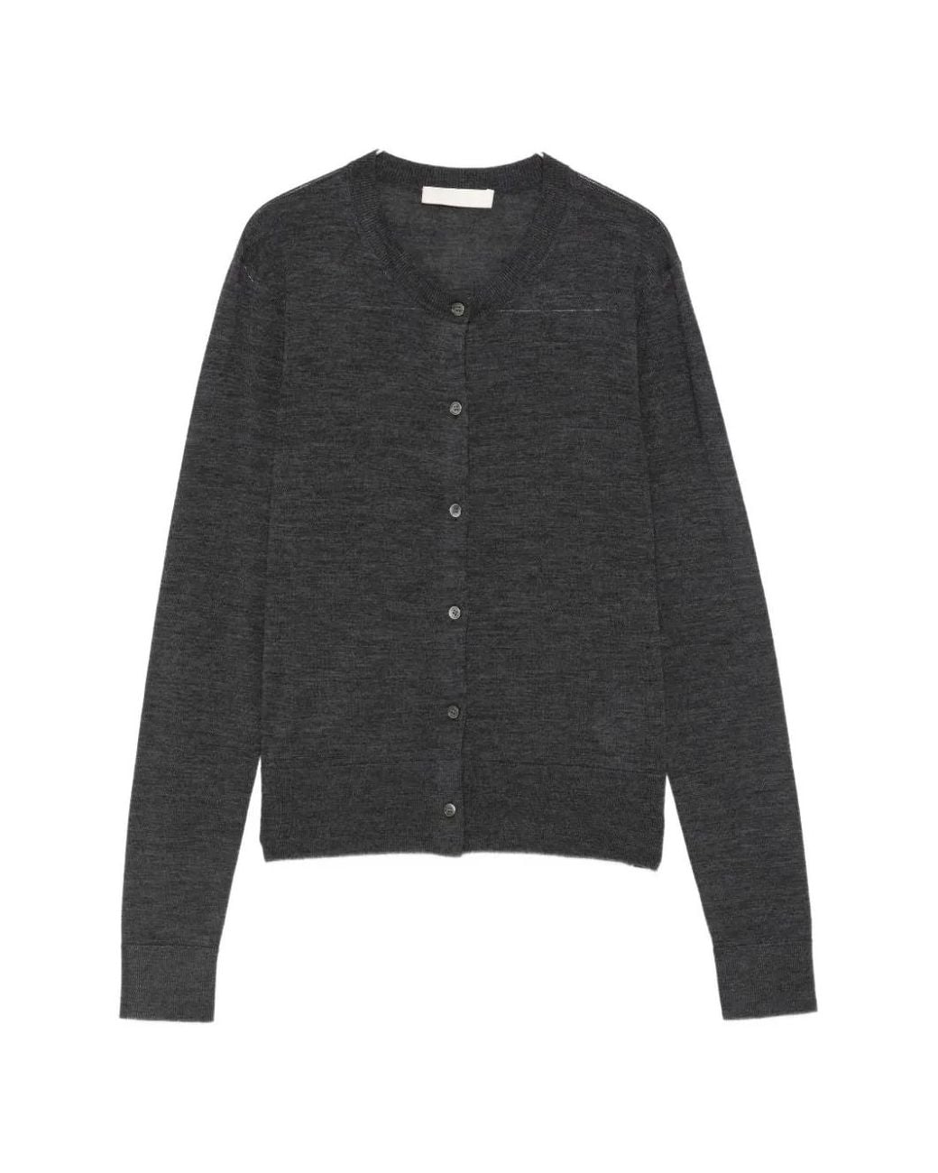 ELEH Black Button-Fastening Wool Cardigan