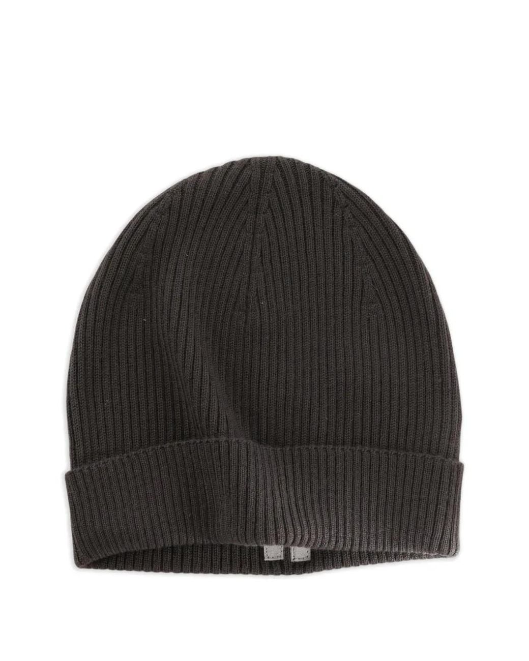 Rick Owens Black Ribbed Beanie Hat for men