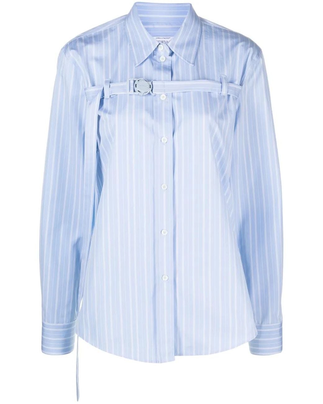 Off-White c/o Virgil Abloh Blue Buckled Cut-Out Cotton Shirt