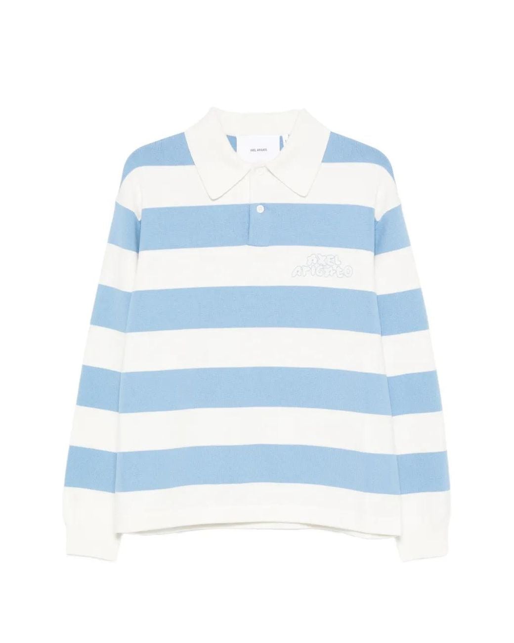 Axel Arigato Blue Rey Striped-Pattern Logo-Embroidery Polo Sweater