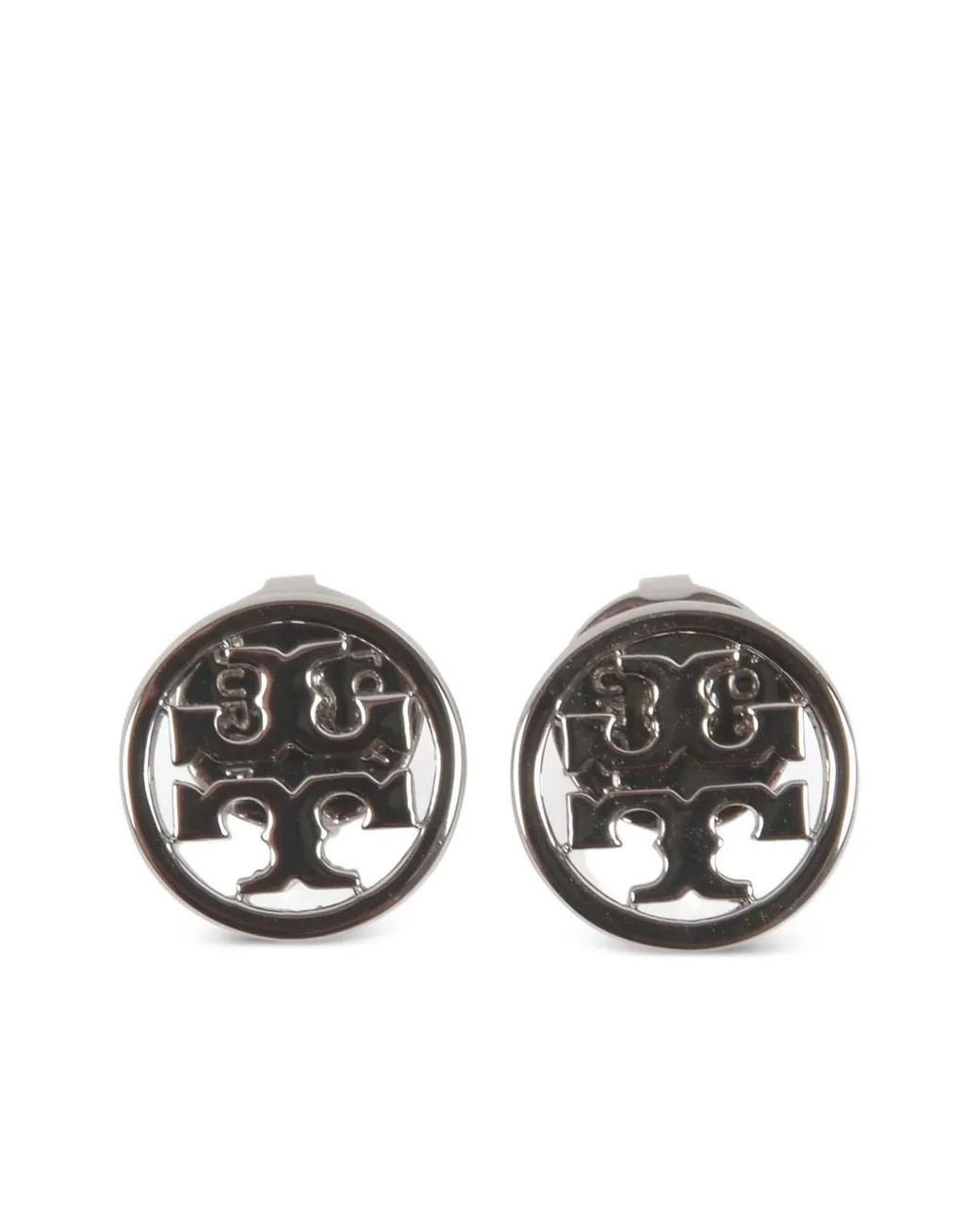 Tory Burch White Logo-Detail Stud Earrings