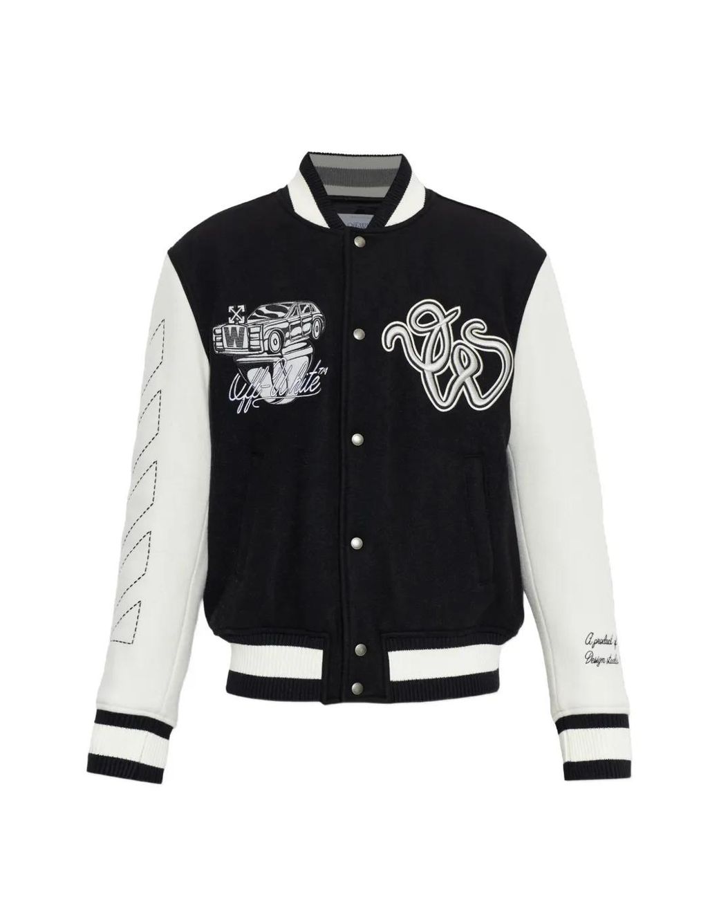 Off-White c/o Virgil Abloh Black Logo-Patch Panelled Bomber Jacket for men