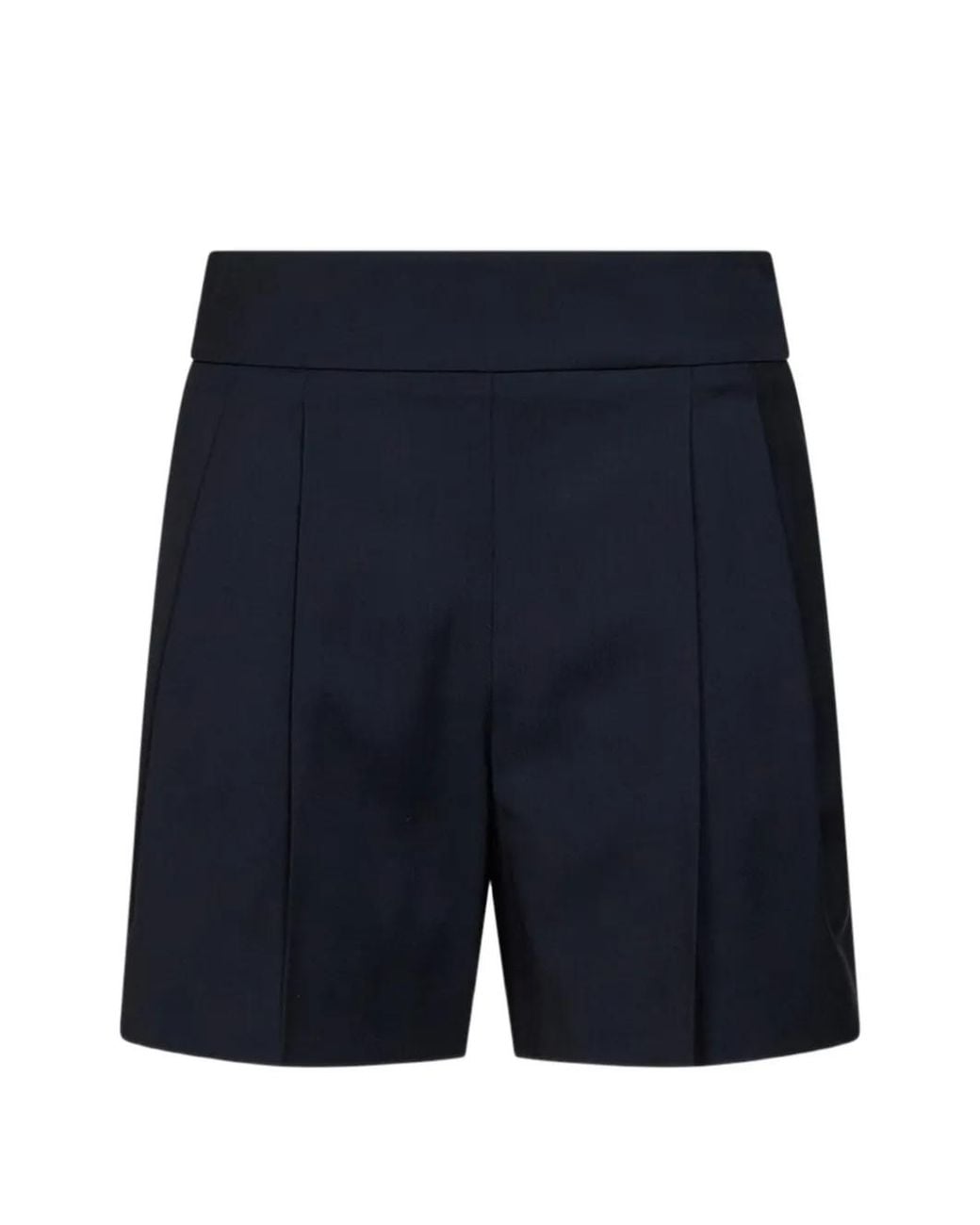 Max Mara Blue Short En Laine Vierge À Plis