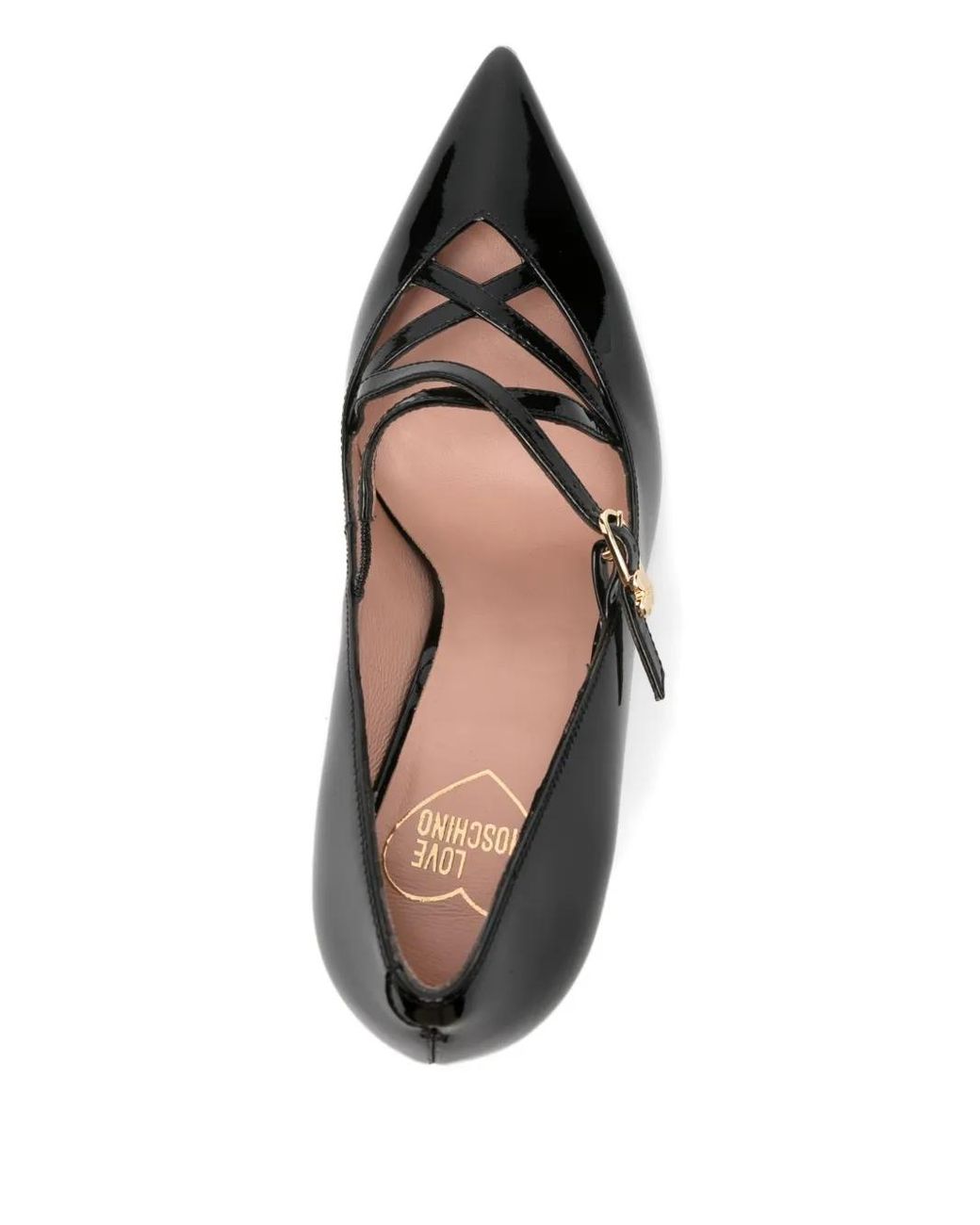 Love Moschino Black Glossy Pumps With Delicate Crisscross Straps