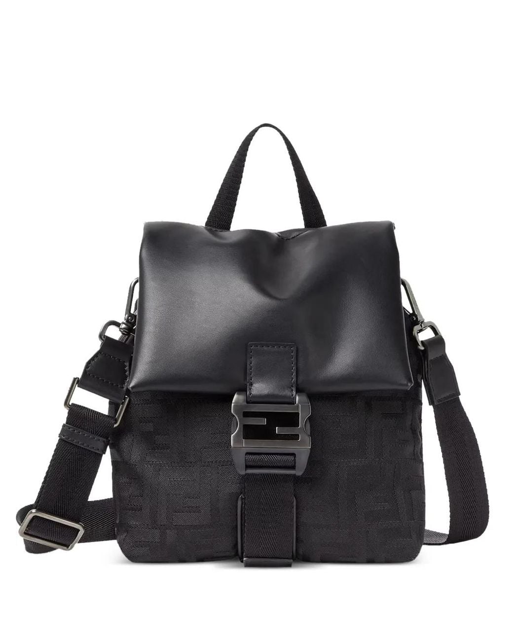 Fendi Black Flux Buckle Ff-Motif Shoulder Bag for men
