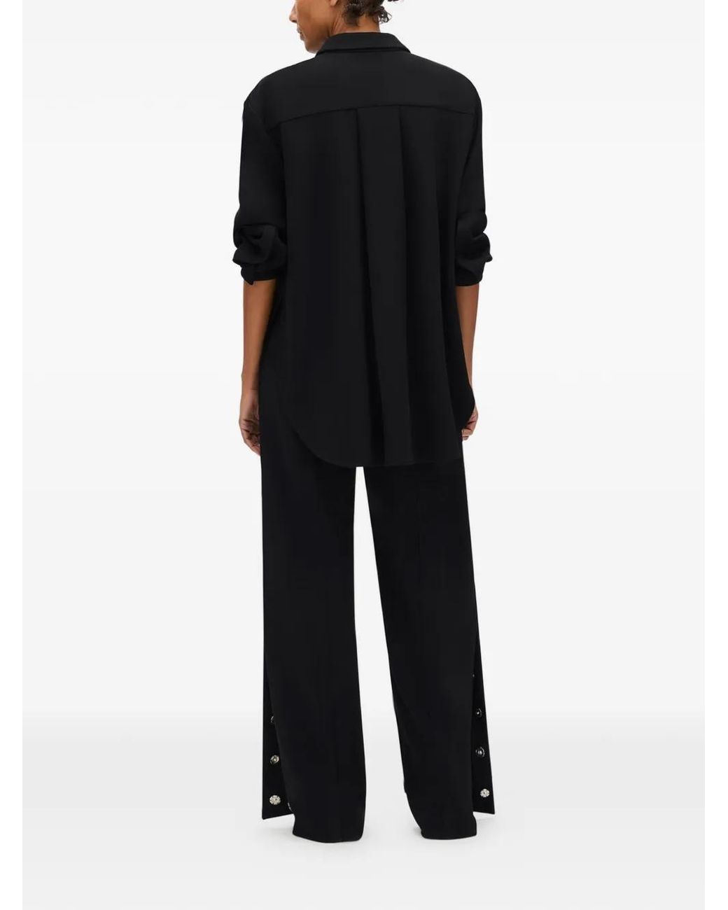 Another Tomorrow Black Curved-Hem Shirt