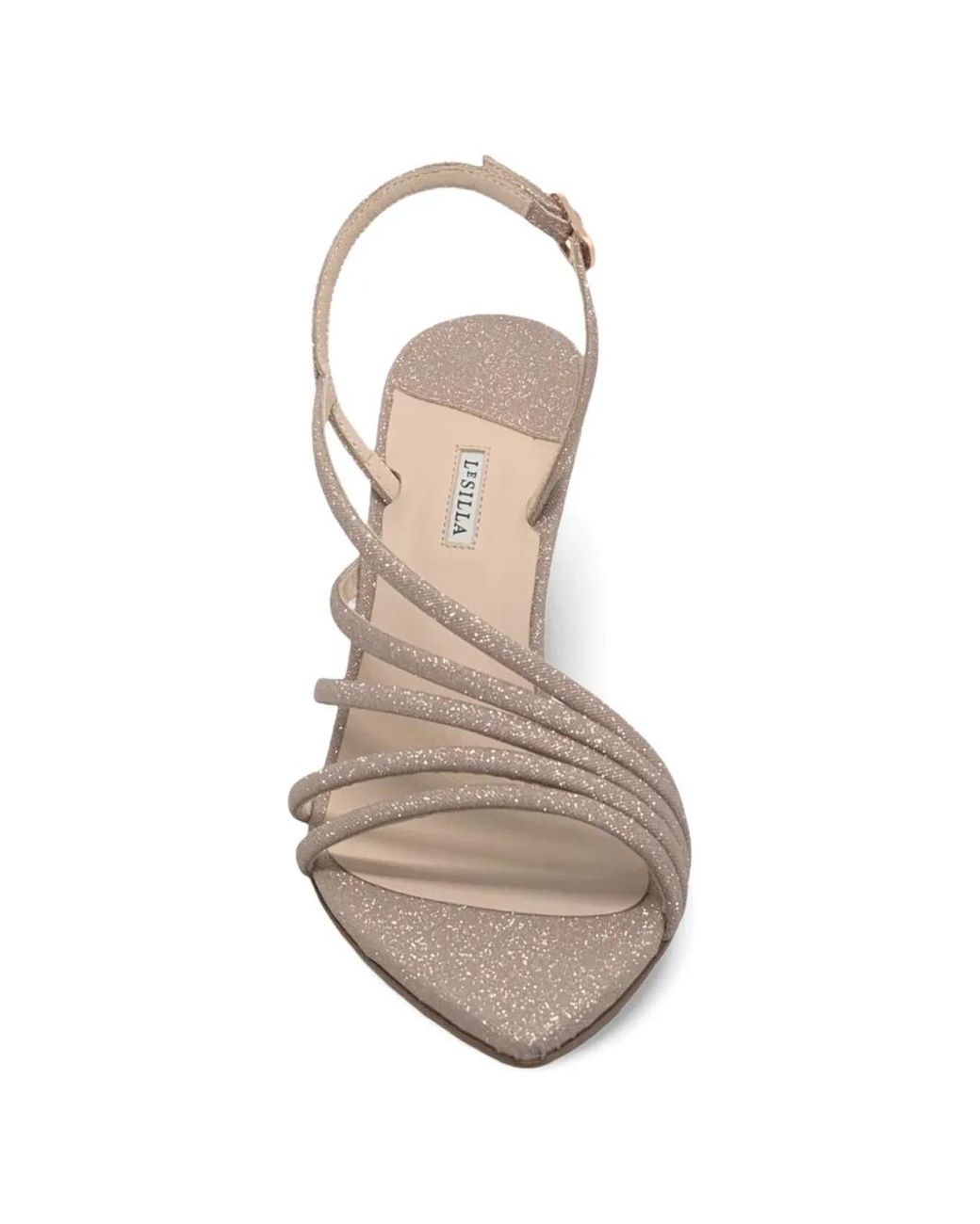 Le Silla White Glitter-Effect Heeled Sandals