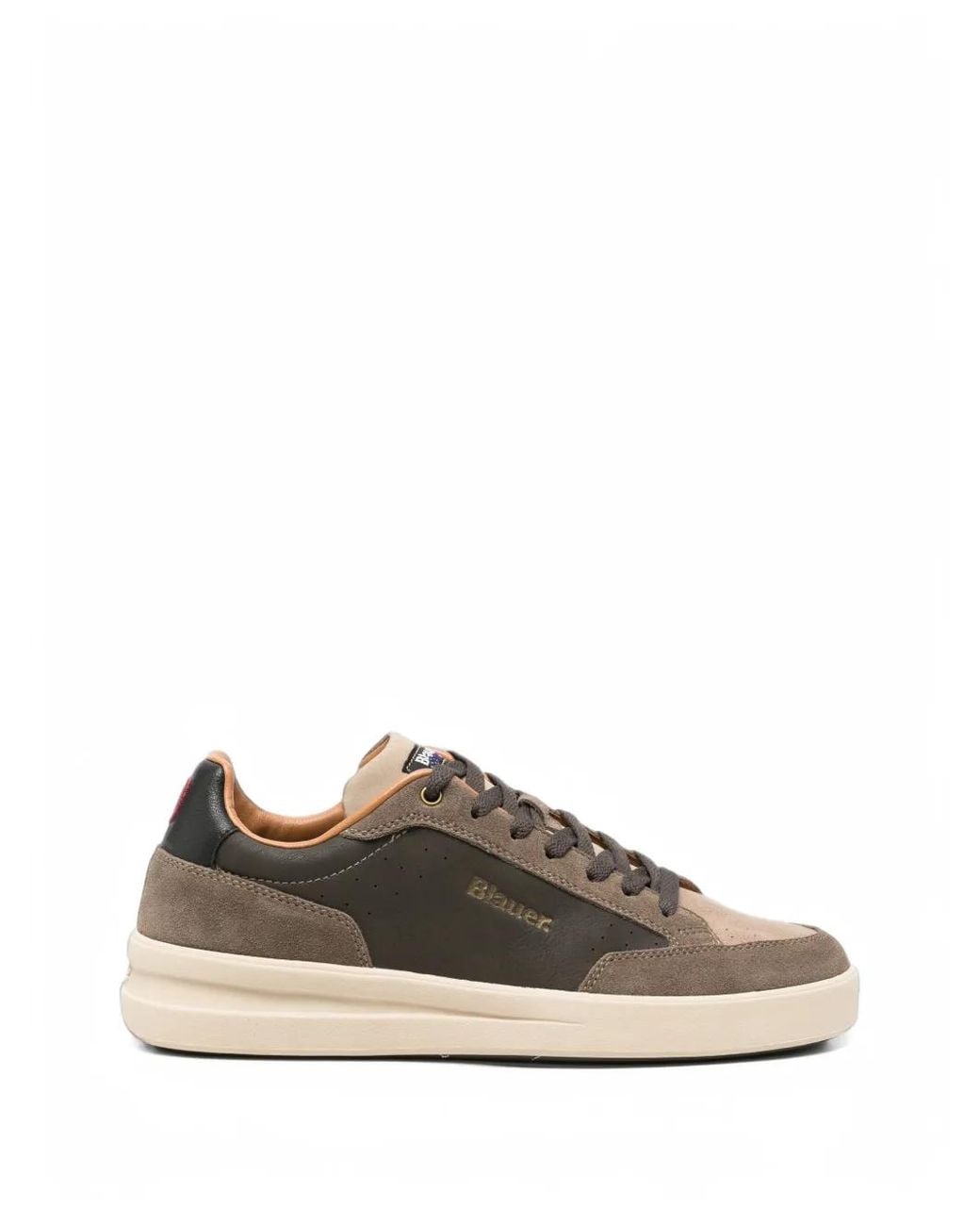 Blauer Gray Logo-Print Leather Sneakers for men