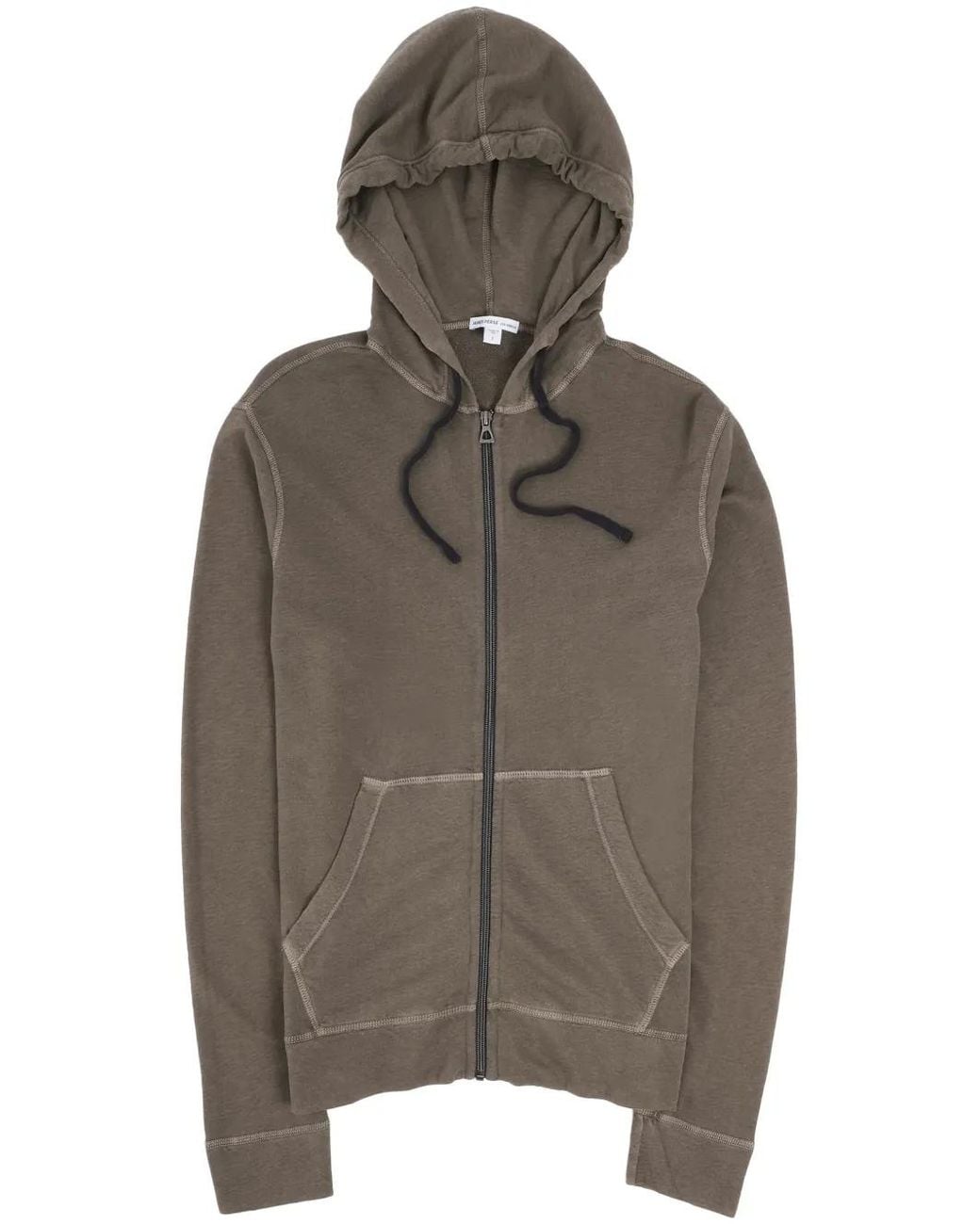 James Perse Brown Contrast-Stitching Hoodie for men