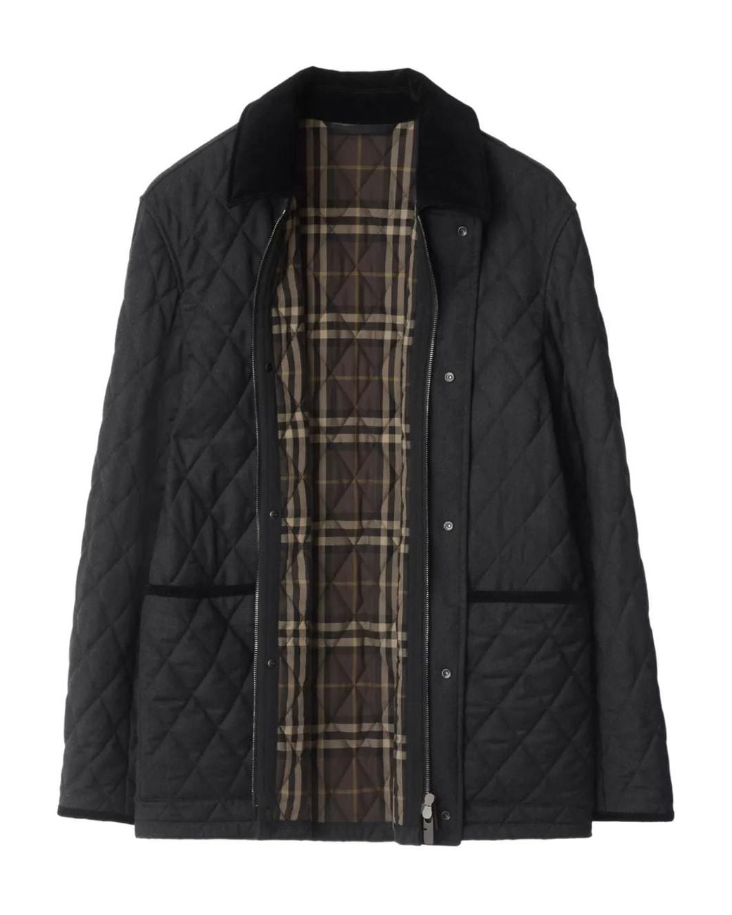 Burberry Black Wool Quilted Barn Jacket for men