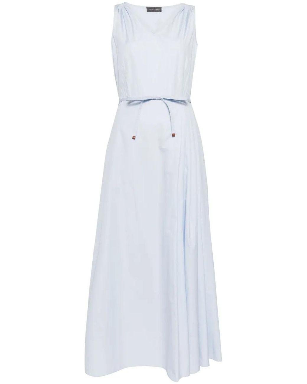 Lorena Antoniazzi White Tied-Waist Cotton Midi Dress