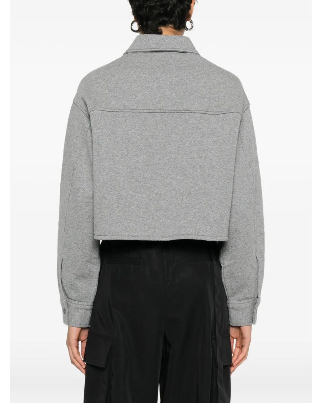 Alexander Wang Gray Button Up Cropped Shirt