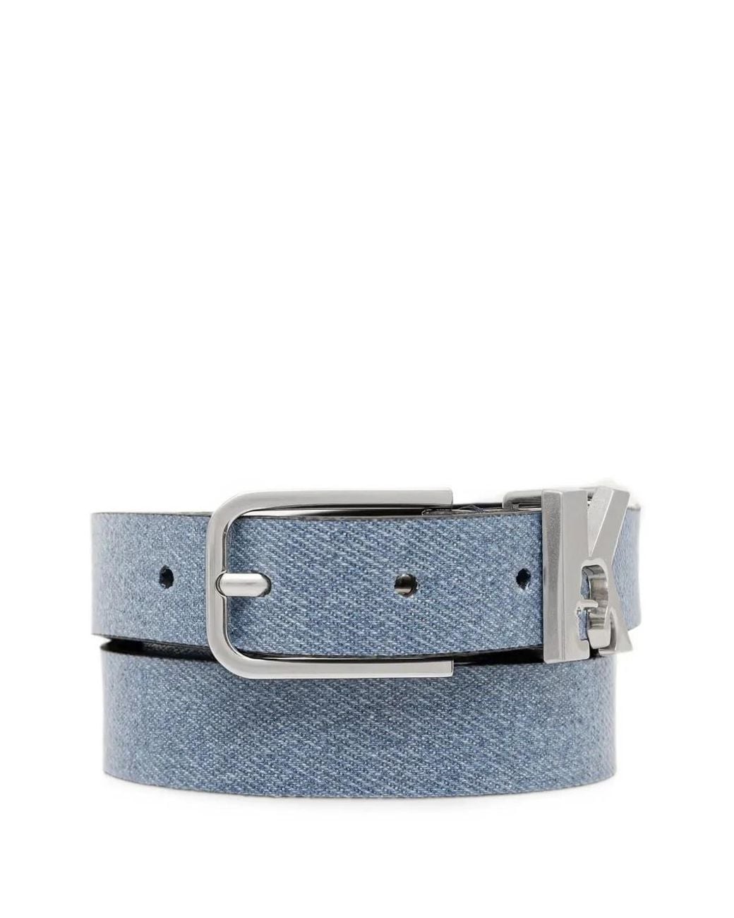 Karl Lagerfeld Blue Logo-Plaque Denim Belt