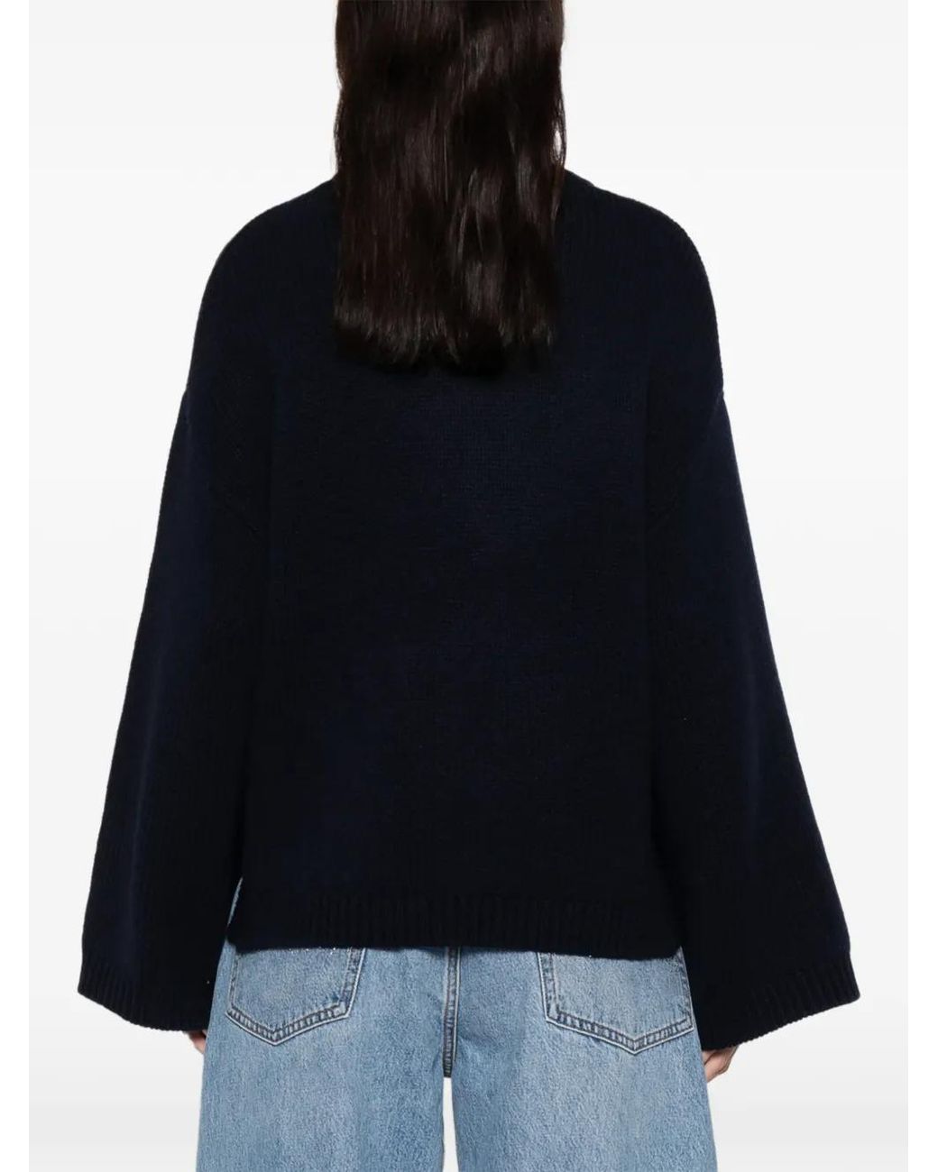 Soft Goat Blue Chunky Cashmere Crew-Neck Sweater