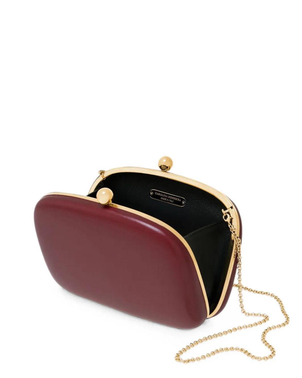 Carolina Herrera Red Vega Leather Clutch Bag