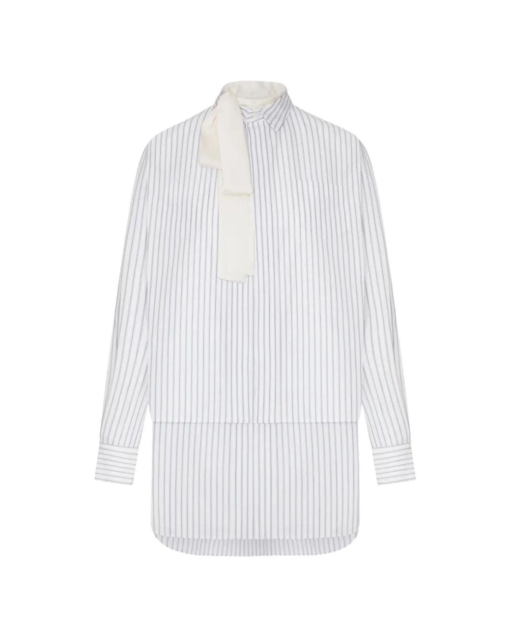 Sacai White Striped Scarf-Detail Mini Dress