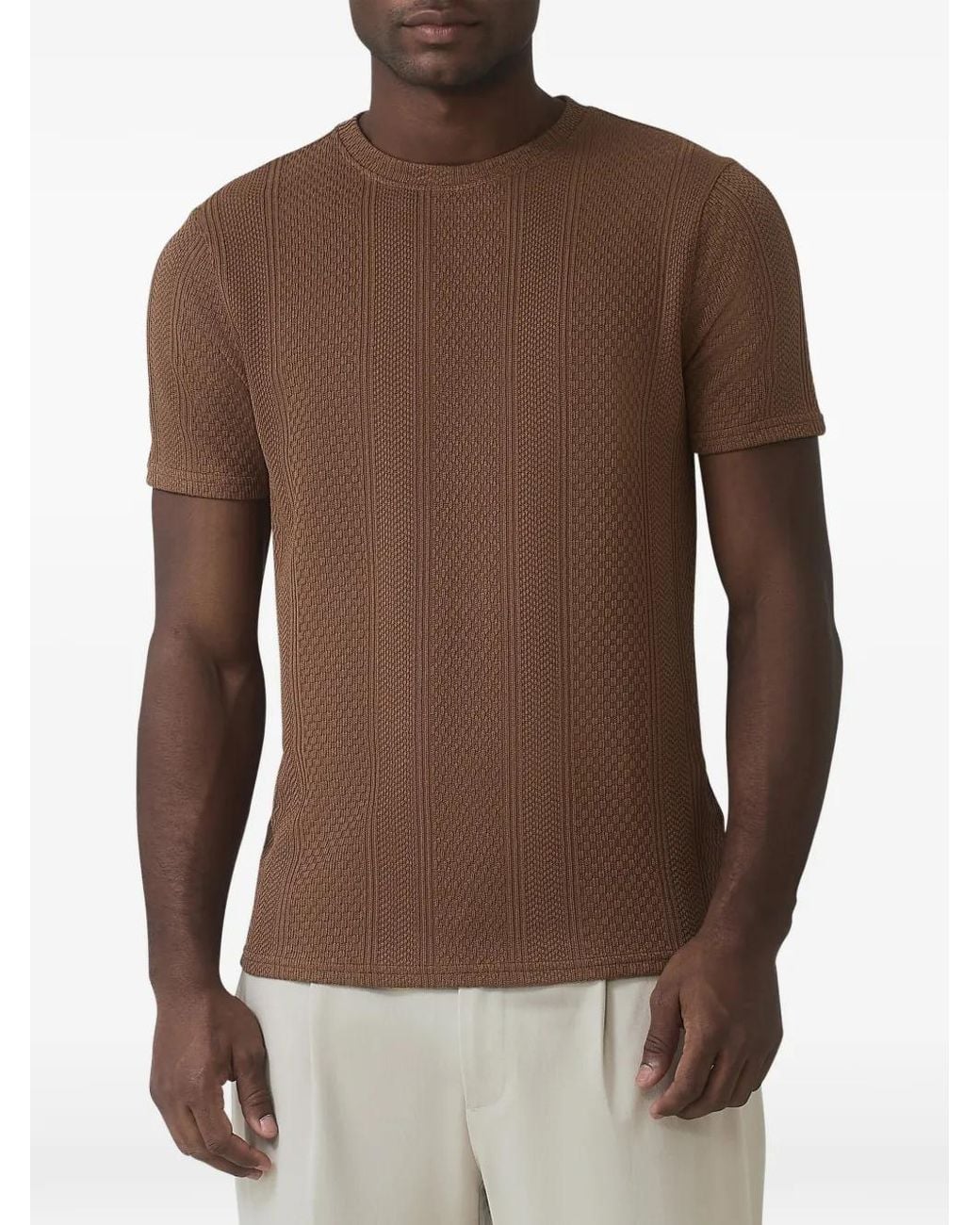 Mauvais Brown Cedro Ribbed-Knit T-Shirt for men