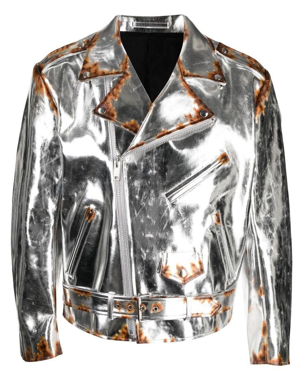 Doublet Rustyeffect Metallic Leather Jacket in Black for Men Lyst