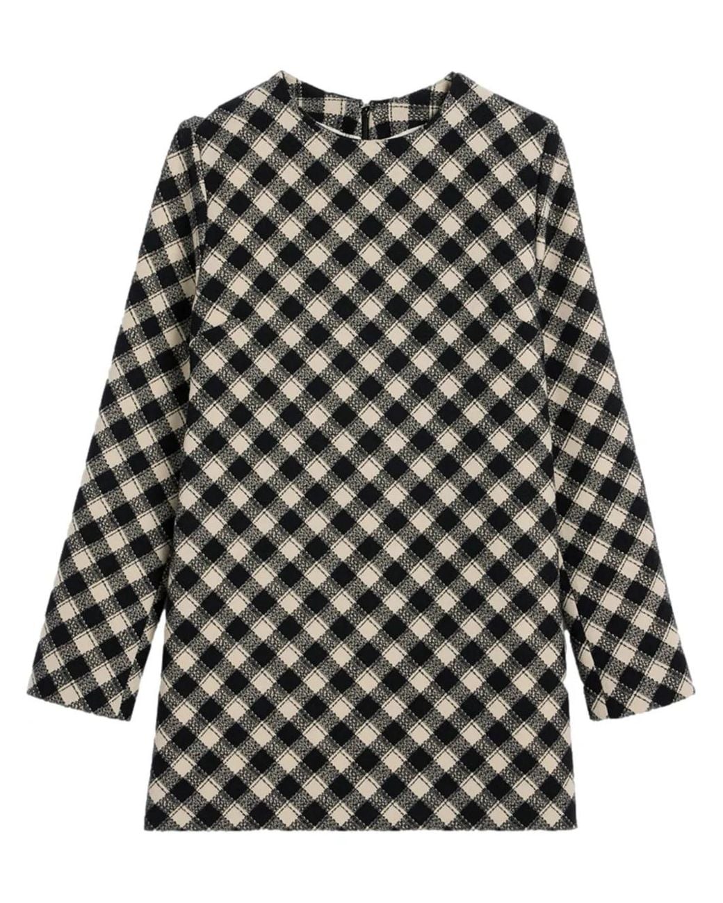 AMI Black Check-Pattern Mini-Dress