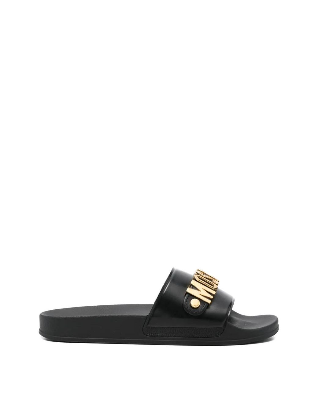 Moschino Black Claquettes En Pvc À Logo Lettré for men