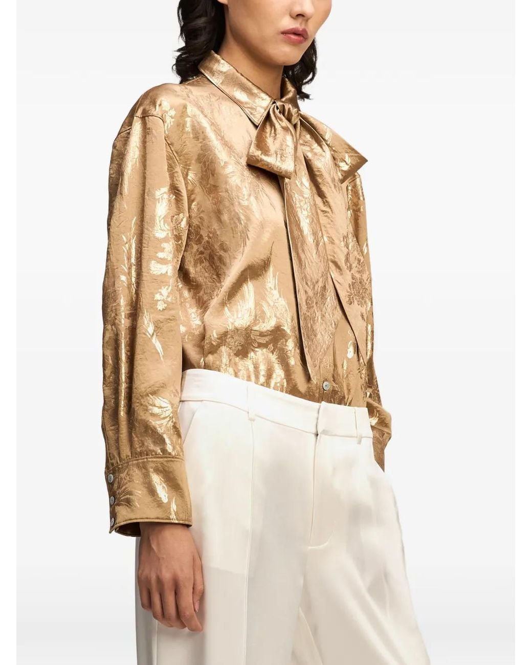 Cinq À Sept Natural Camillia Floral-Jacquard Blouse