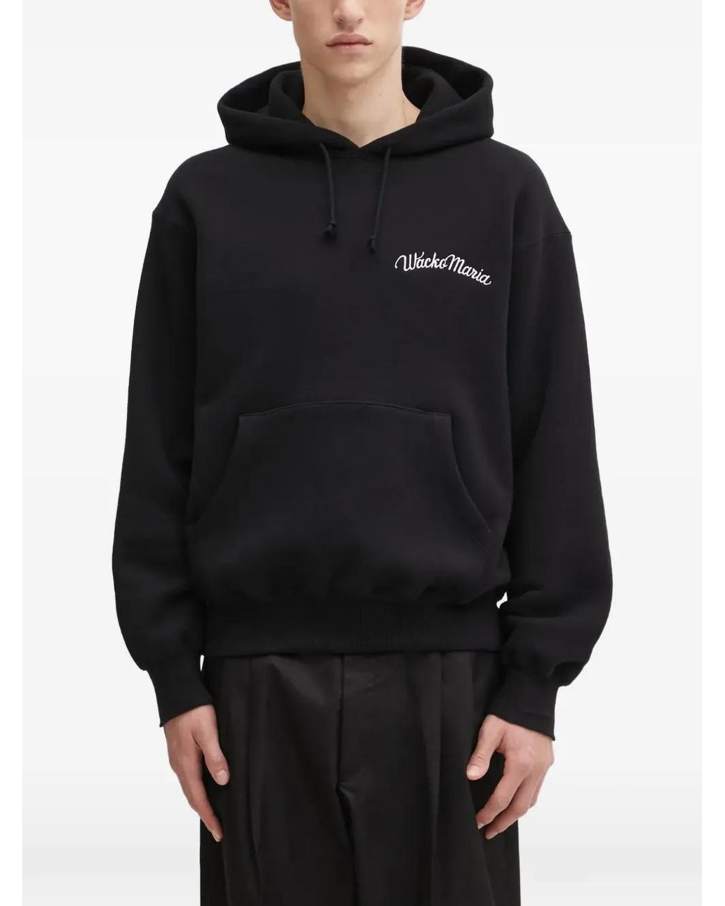 Wacko Maria Black Drawstring Hoodie for men