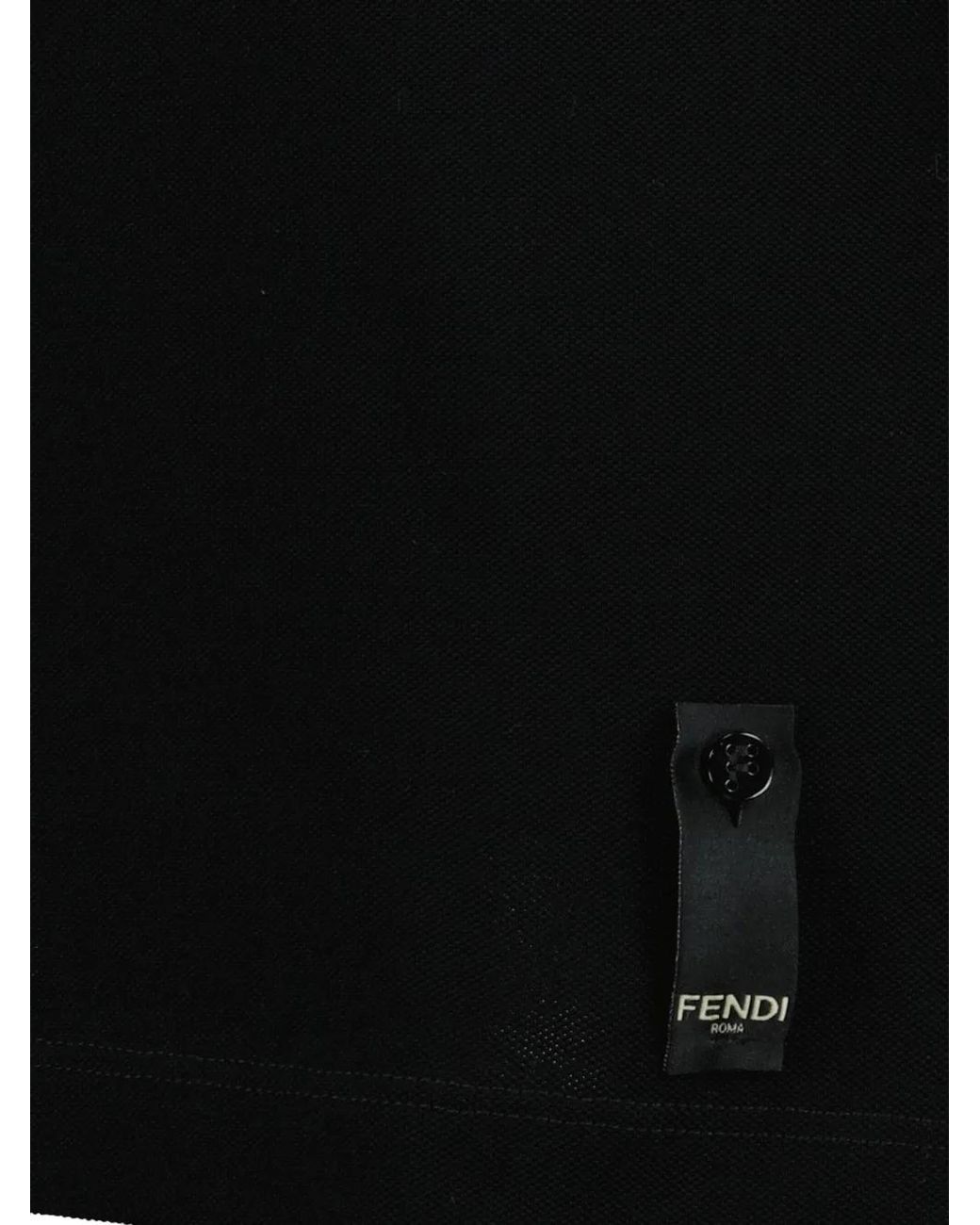 Fendi Black Piqué Polo Shirt for men