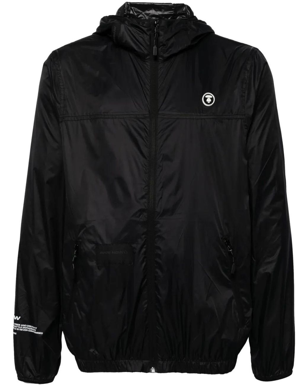 Aape By A Bathing Ape Black Logo-Appliqué Hooded Jacket for men