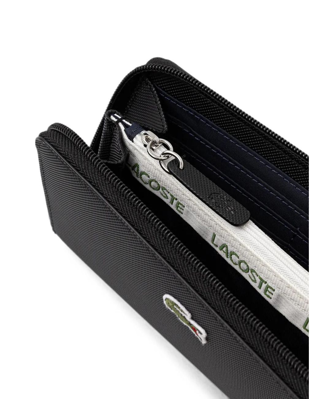 Lacoste Black Logo-Patch Zip-Around Wallet
