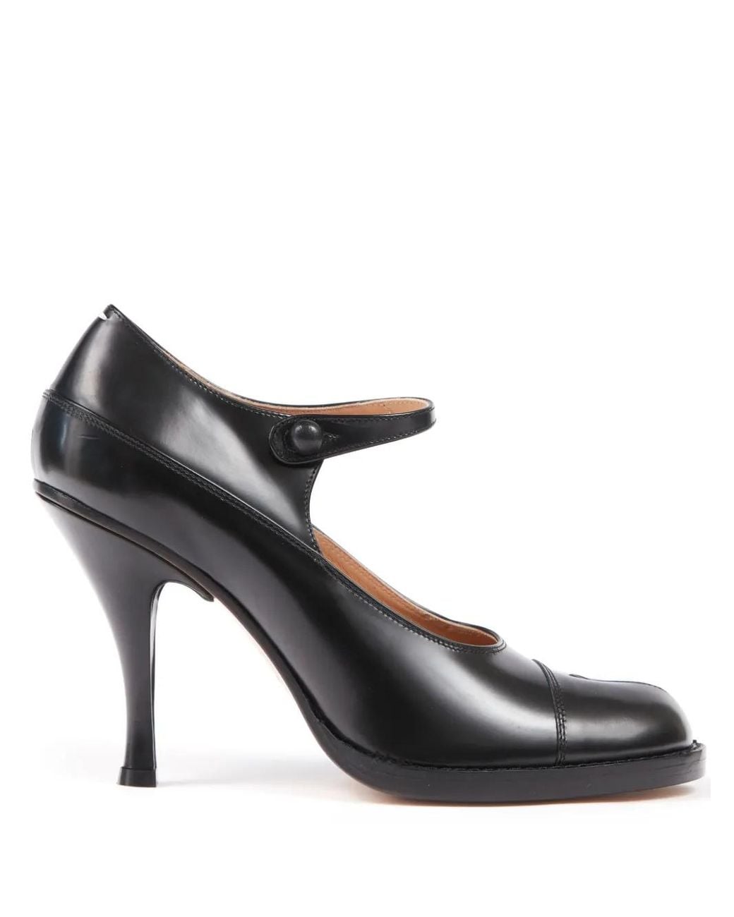 Maison Margiela Black Tabi Toe Leather Ankle-Strap Pumps