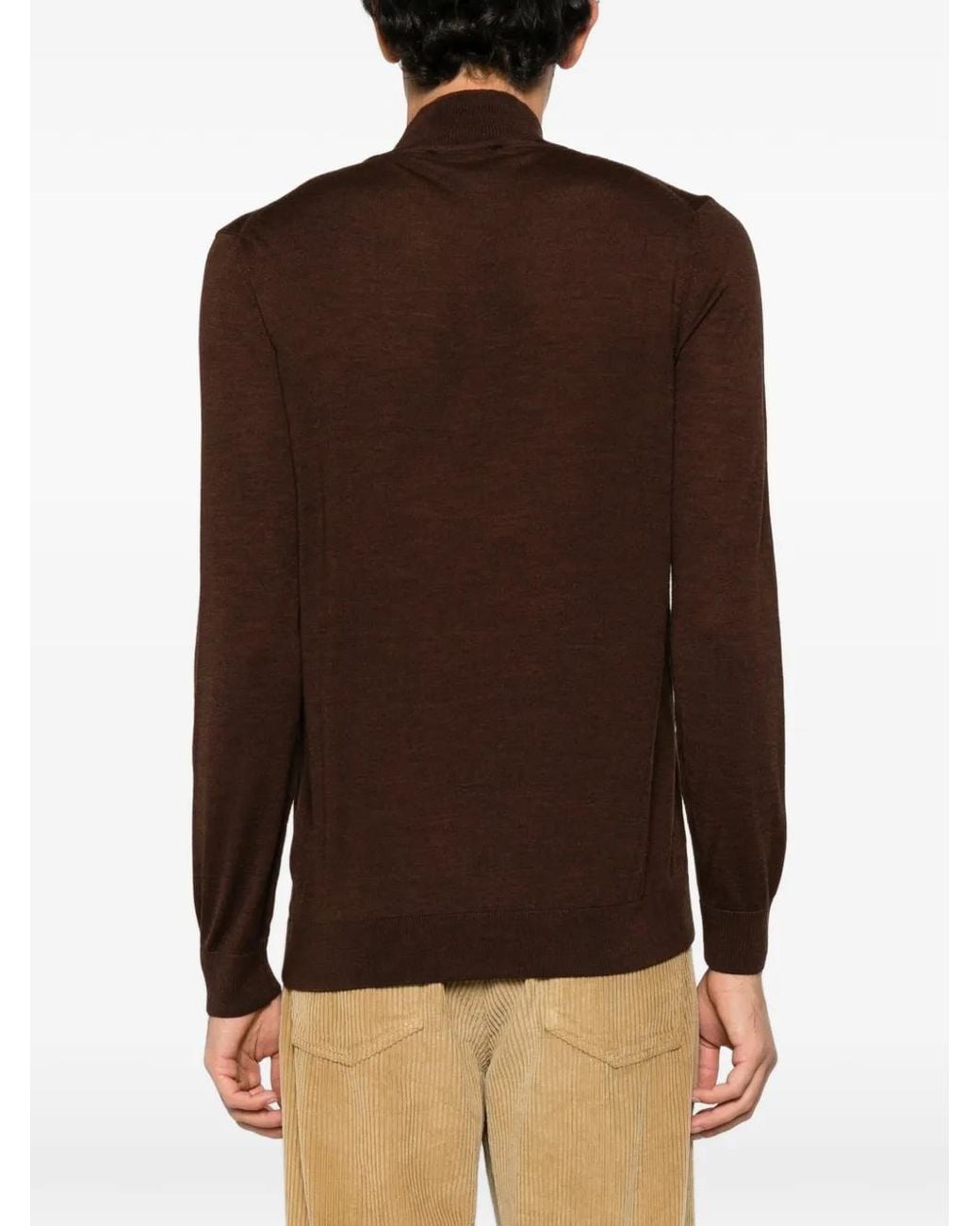 Alberto Gozzi Brown High-Neck Wool Sweater for men